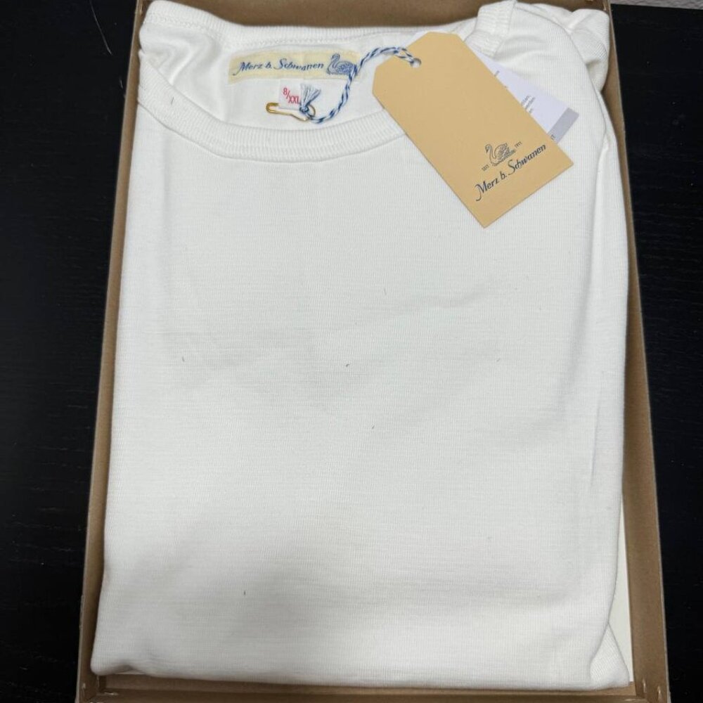 Merz b Schwanen 215 men's loopwheeled T-shirt, classic fit - White XXL THE BEAR